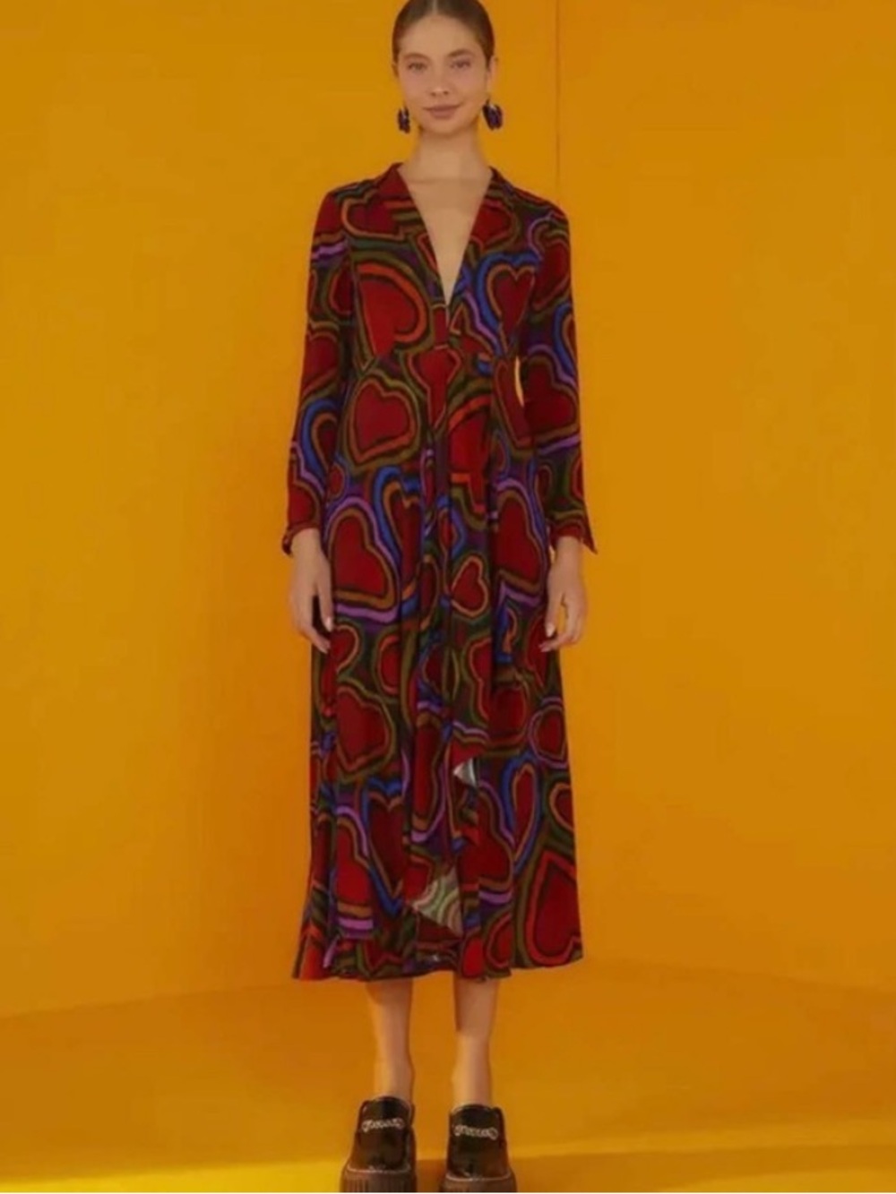 FARM Rio Rainbow Wild Hearts Maxi Dress Sz L